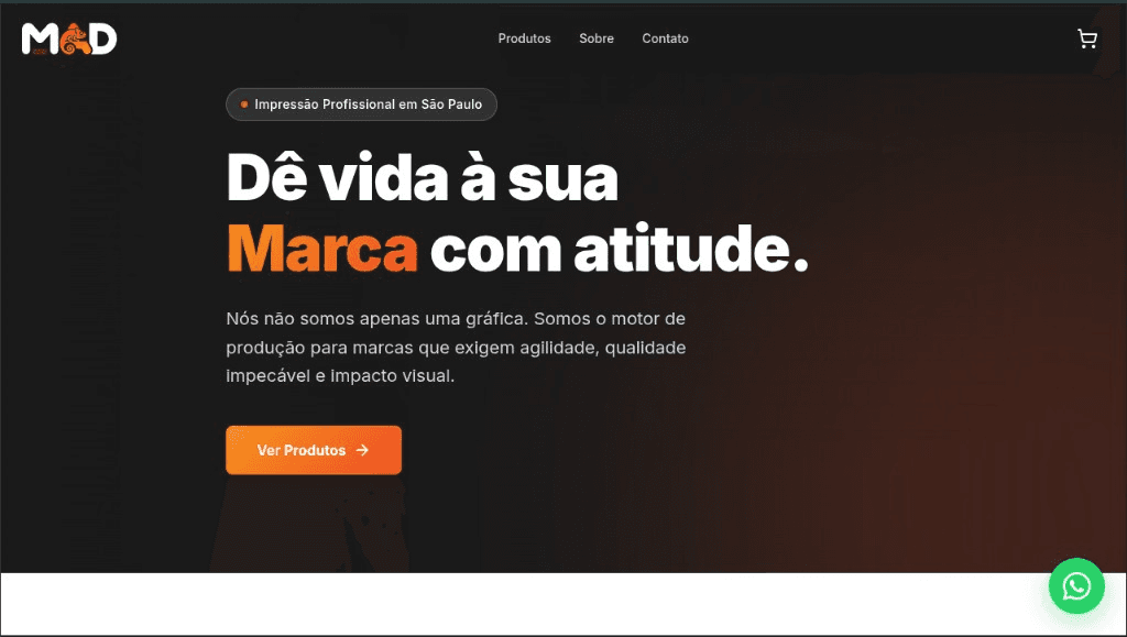 Preview do site MAD Gráfica — impressão profissional e orçamento por WhatsApp