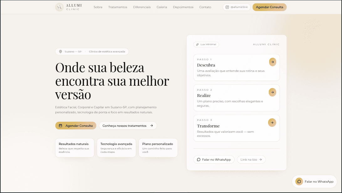 Preview do site Allumi Clinic — clínica de estética em Suzano-SP