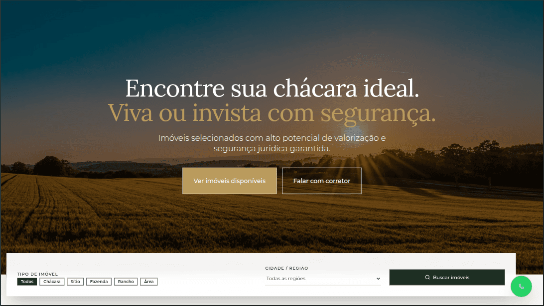 Preview do site Terra Nobre — imóveis rurais e chácaras